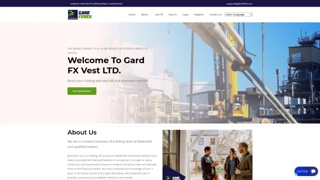 Archived rendering of gfvestltd.com, captured by an earlier scan
