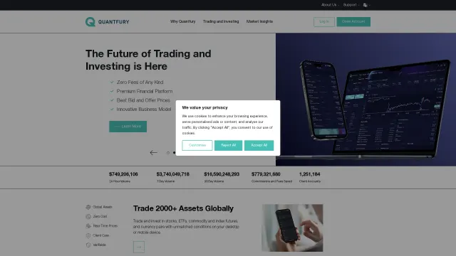 Captured rendering of quantfury.com
