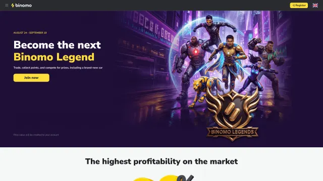 Captured rendering of binomo.com