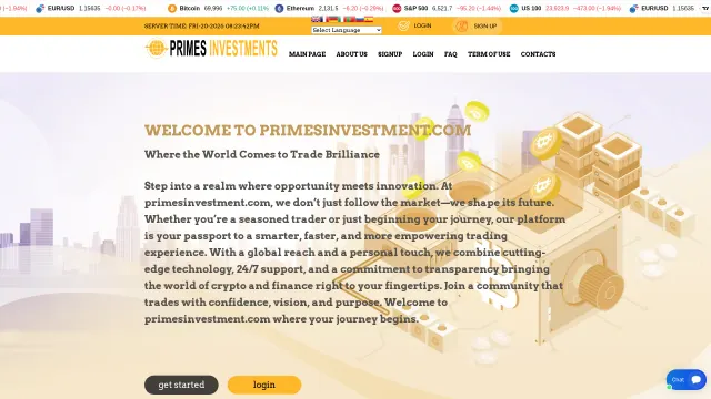 Captured rendering of primesinvestment.com