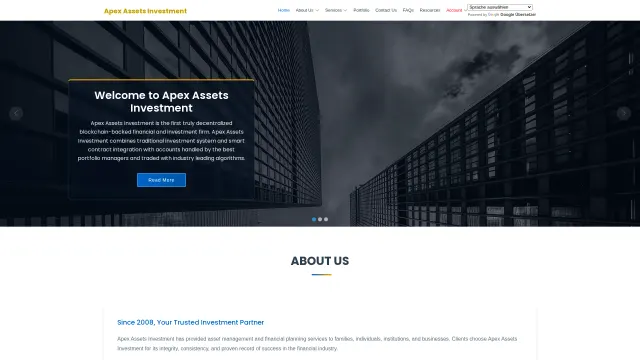 Captured rendering of apexassetsinvestment.com