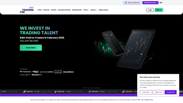 Captured rendering of thetradingpit.com