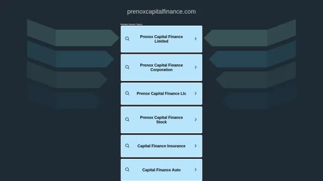 Captured rendering of prenoxcapitalfinance.com