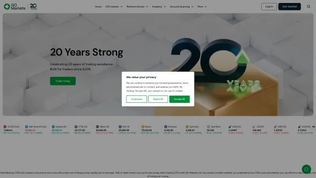 Captured rendering of gomarkets.com
