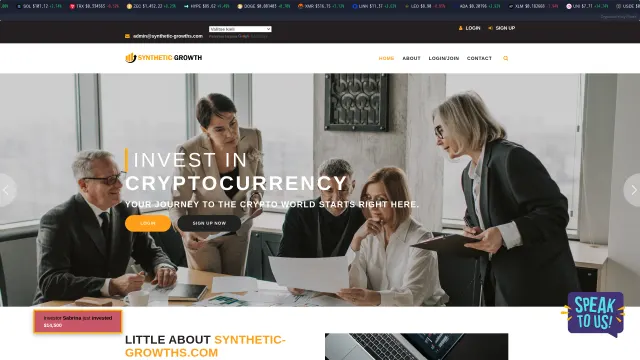 Captured rendering of synthetic-growths.com