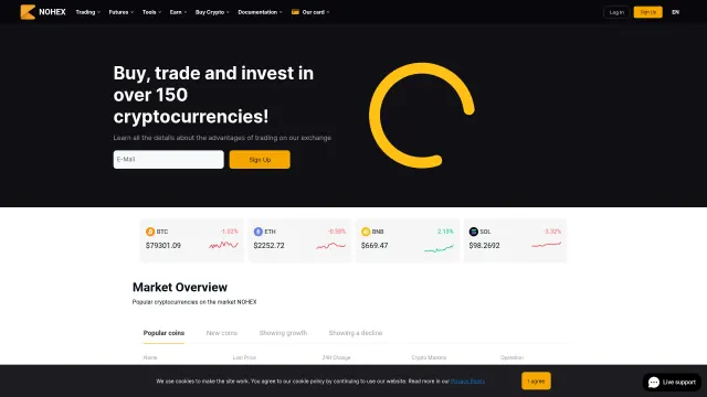 Captured rendering of nohex.exchange