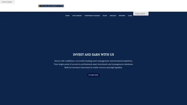 Captured rendering of trustgoldinvstplatform.com