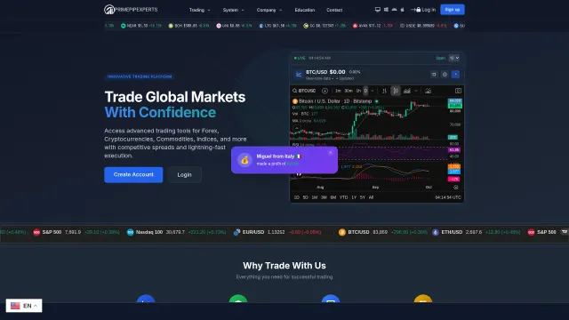 Captured rendering of primepipexperts.com
