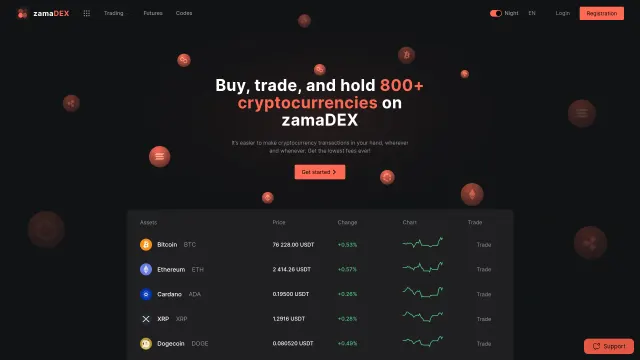Captured rendering of zamadex.com