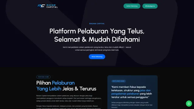Captured rendering of razamcapital.com