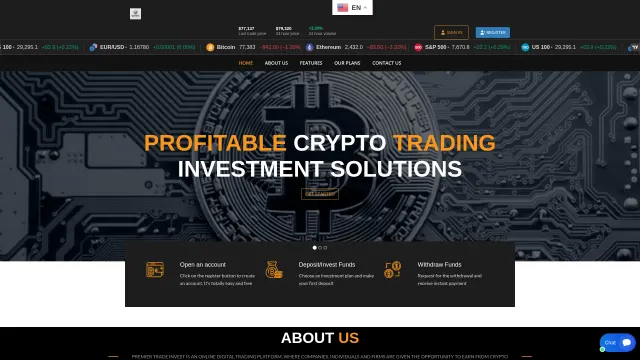 Captured rendering of premier-trade-invest.com