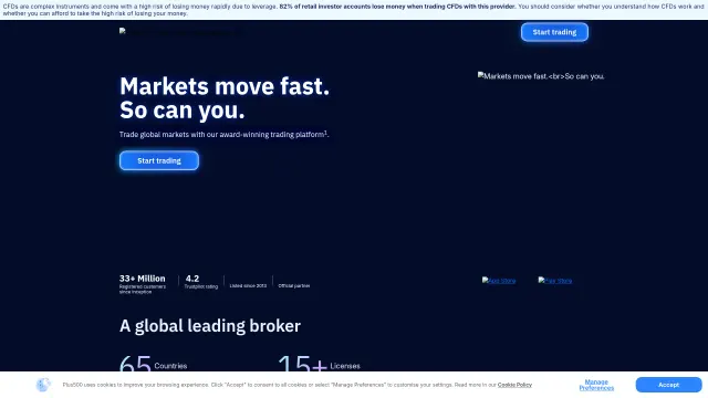 Captured rendering of plus500.com