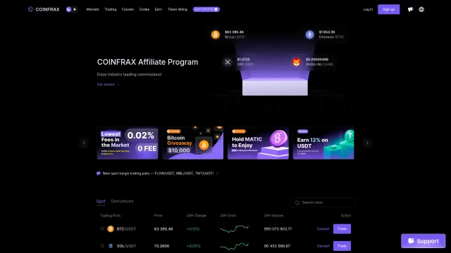 Captured rendering of coinfrax.com