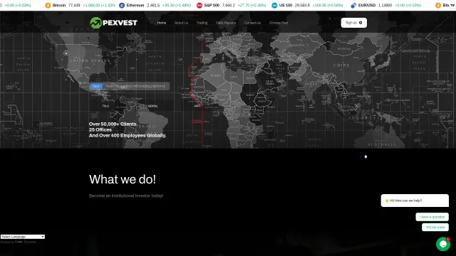 Captured rendering of pexvest.com