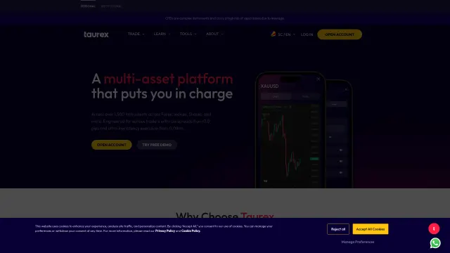 Captured rendering of tradetaurex.com