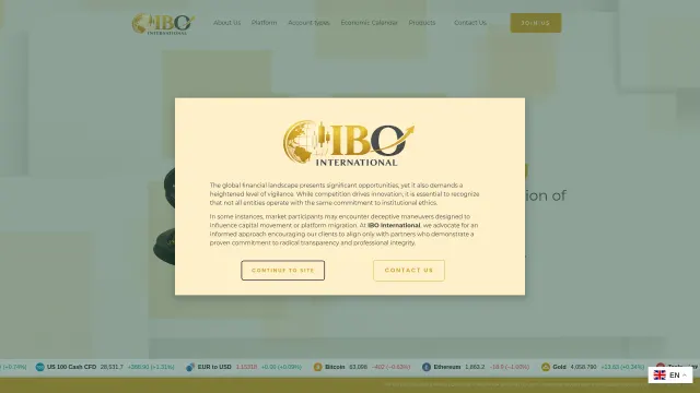 Captured rendering of ibointernational.com