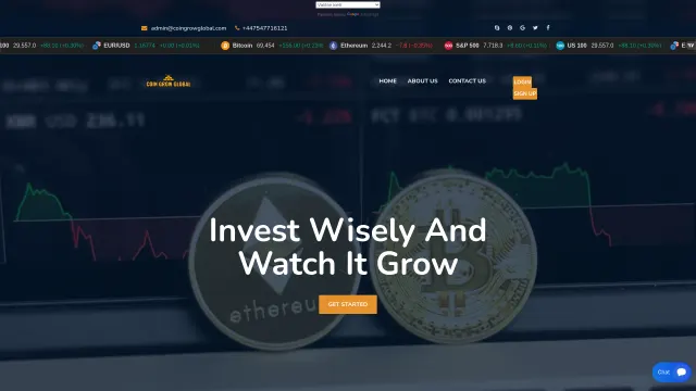Captured rendering of coingrowglobal.com
