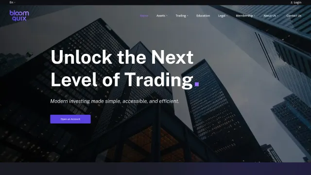 Captured rendering of bloomquix.com