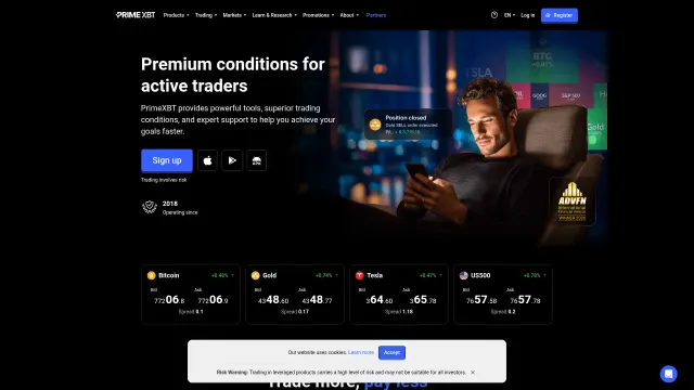 Captured rendering of primexbt.com