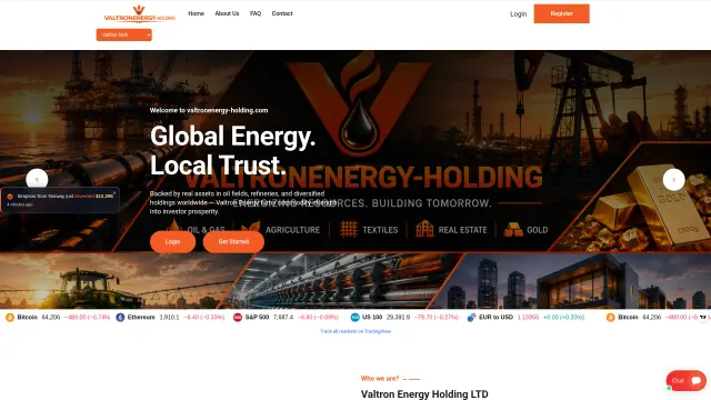 Captured rendering of valtronenergy-holding.com