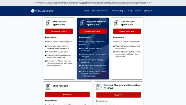 Captured rendering of mypassportcenter.com