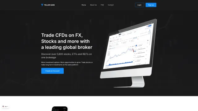 Captured rendering of tellergain.com