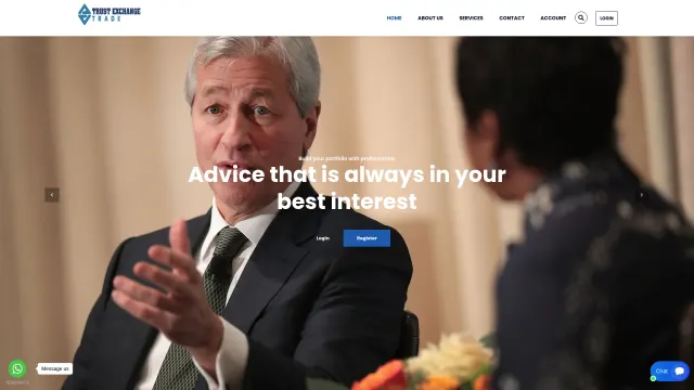 Captured rendering of trustexchangetrade.com