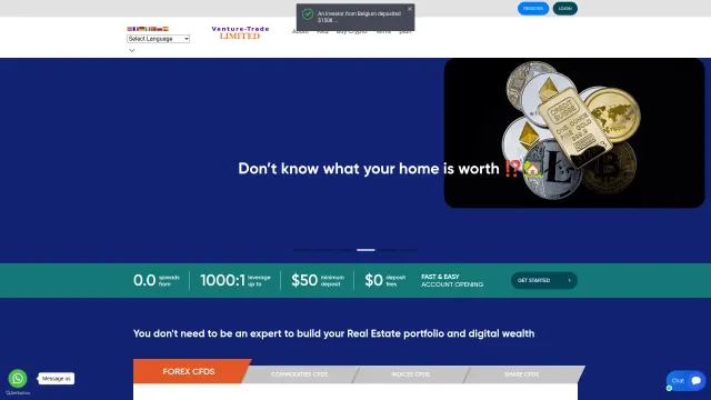 Captured rendering of venture-trade.com