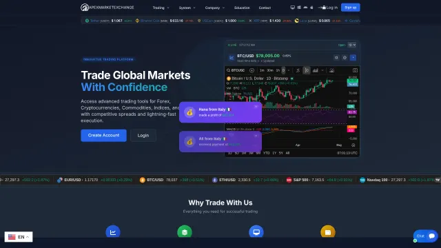 Page capture of apexmarketexchange.com