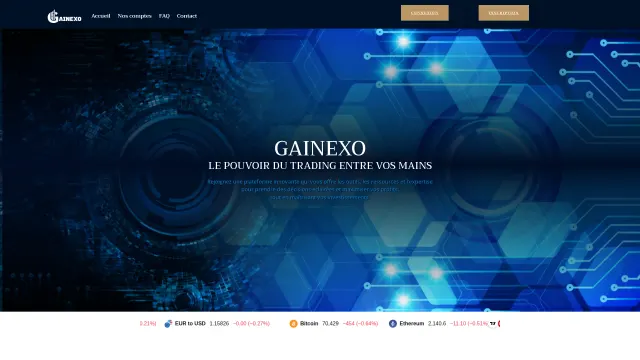 Captured rendering of gainexo.com