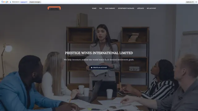 Captured rendering of prestigewinesinternationallimited.com