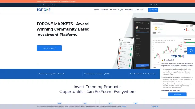 Captured rendering of toponemarkets.com